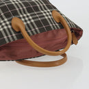 BURBERRY Nova Check Blue Label Tote Bag Nylon Brown Silver Auth kk694A-7