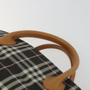 BURBERRY Nova Check Blue Label Tote Bag Nylon Brown Silver Auth kk694A-8