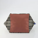 BURBERRY Nova Check Blue Label Tote Bag Nylon Brown Silver Auth kk694A-9