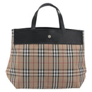 BURBERRY Nova Check Tote Bag Nylon Beige Silver Auth kk695A-2