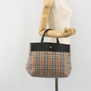 BURBERRY Nova Check Tote Bag Nylon Beige Silver Auth kk695A-21