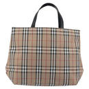 BURBERRY Nova Check Tote Bag Nylon Beige Silver Auth kk695A-3