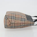 BURBERRY Nova Check Tote Bag Nylon Beige Silver Auth kk695A-4