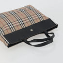 BURBERRY Nova Check Tote Bag Nylon Beige Silver Auth kk695A-6