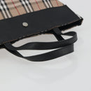 BURBERRY Nova Check Tote Bag Nylon Beige Silver Auth kk695A-7
