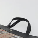 BURBERRY Nova Check Tote Bag Nylon Beige Silver Auth kk695A-8