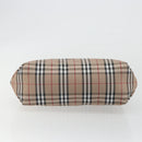 BURBERRY Nova Check Tote Bag Nylon Beige Silver Auth kk695A-9
