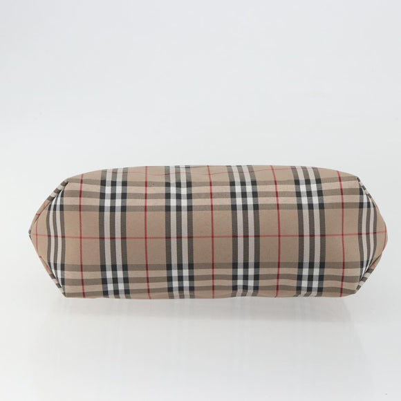 BURBERRY Nova Check Tote Bag Nylon Beige Silver Auth kk695A