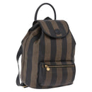 FENDI Pecan Canvas Backpack PVC Black Brown Auth kk700-1