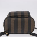 FENDI Pecan Canvas Backpack PVC Black Brown Auth kk700-11