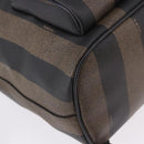 FENDI Pecan Canvas Backpack PVC Black Brown Auth kk700-12