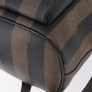FENDI Pecan Canvas Backpack PVC Black Brown Auth kk700-13
