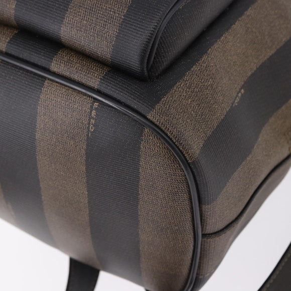 FENDI Pecan Canvas Backpack PVC Black Brown Auth kk700