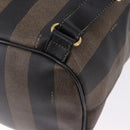 FENDI Pecan Canvas Backpack PVC Black Brown Auth kk700-15