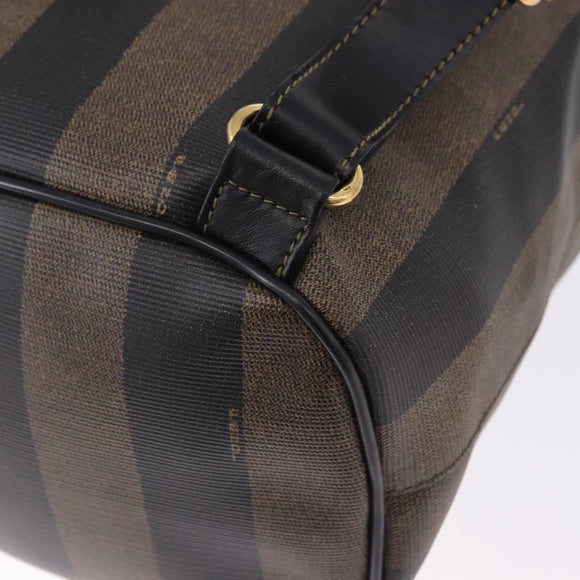 FENDI Pecan Canvas Backpack PVC Black Brown Auth kk700