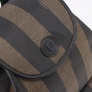FENDI Pecan Canvas Backpack PVC Black Brown Auth kk700-16