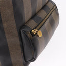 FENDI Pecan Canvas Backpack PVC Black Brown Auth kk700-17