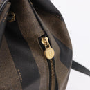 FENDI Pecan Canvas Backpack PVC Black Brown Auth kk700-18