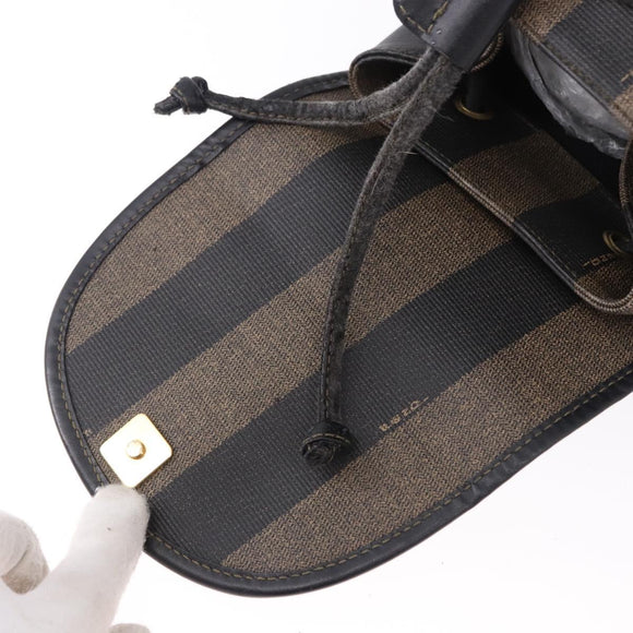 FENDI Pecan Canvas Backpack PVC Black Brown Auth kk700