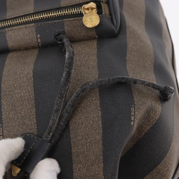 FENDI Pecan Canvas Backpack PVC Black Brown Auth kk700