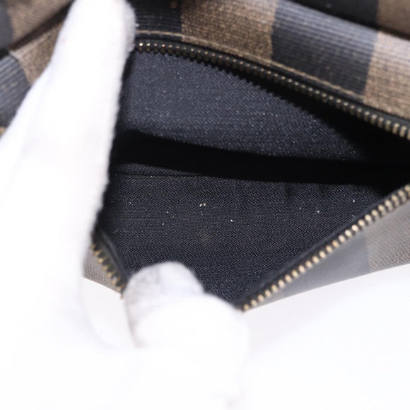 FENDI Pecan Canvas Backpack PVC Black Brown Auth kk700