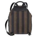 FENDI Pecan Canvas Backpack PVC Black Brown Auth kk700-3