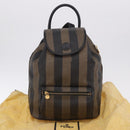 FENDI Pecan Canvas Backpack PVC Black Brown Auth kk700-30