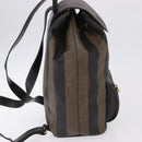 FENDI Pecan Canvas Backpack PVC Black Brown Auth kk700-5