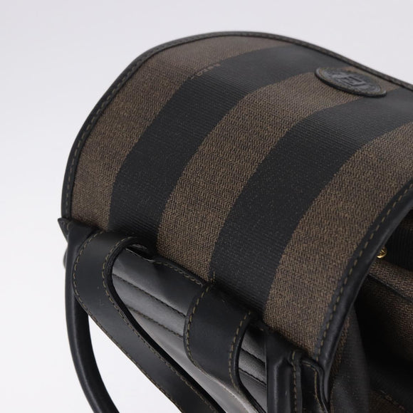 FENDI Pecan Canvas Backpack PVC Black Brown Auth kk700