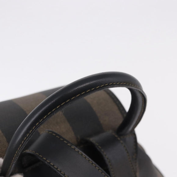 FENDI Pecan Canvas Backpack PVC Black Brown Auth kk700