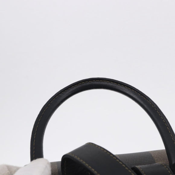 FENDI Pecan Canvas Backpack PVC Black Brown Auth kk700