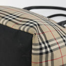 Burberrys Nova Check Blue Label Tote Bag Canvas Beige Auth kk702-10