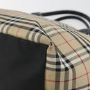 Burberrys Nova Check Blue Label Tote Bag Canvas Beige Auth kk702-12