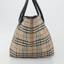Burberrys Nova Check Blue Label Tote Bag Canvas Beige Auth kk702-5