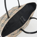 Burberrys Nova Check Blue Label Tote Bag Canvas Beige Auth kk702-6