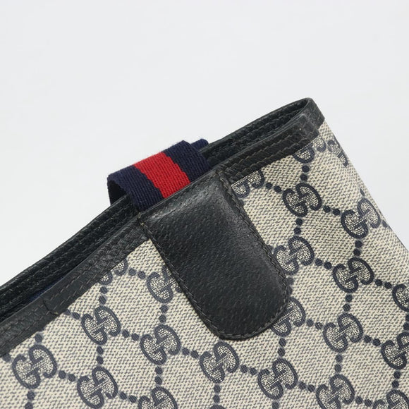 GUCCI GG Supreme Sherry Line Tote Bag PVC Navy Gold 39 02 003 Auth kk706