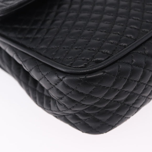 BALLY Chain Shoulder Bag Leather Black Gold Auth kk707A