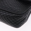 BALLY Chain Shoulder Bag Leather Black Gold Auth kk707A-15