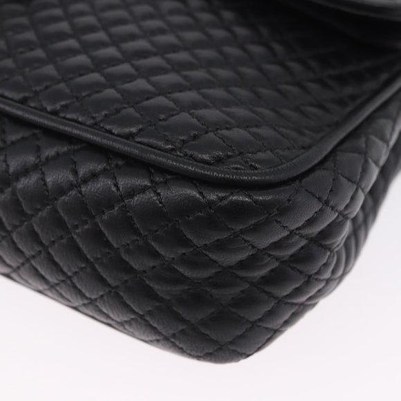 BALLY Chain Shoulder Bag Leather Black Gold Auth kk707A