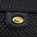 BALLY Chain Shoulder Bag Leather Black Gold Auth kk707A-18