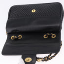 BALLY Chain Shoulder Bag Leather Black Gold Auth kk707A-19