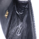 BALLY Chain Shoulder Bag Leather Black Gold Auth kk707A-21