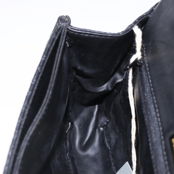 BALLY Chain Shoulder Bag Leather Black Gold Auth kk707A