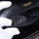 BALLY Chain Shoulder Bag Leather Black Gold Auth kk707A-12