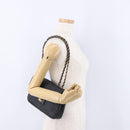 BALLY Chain Shoulder Bag Leather Black Gold Auth kk707A-25