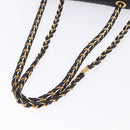 BALLY Chain Shoulder Bag Leather Black Gold Auth kk707A-7