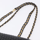BALLY Chain Shoulder Bag Leather Black Gold Auth kk707A-14