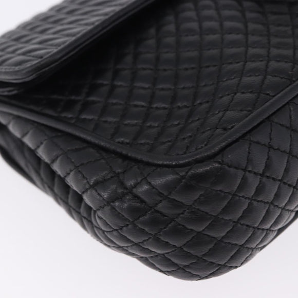 BALLY Chain Shoulder Bag Leather Black Gold Auth kk709A