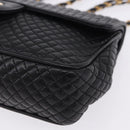 BALLY Chain Shoulder Bag Leather Black Gold Auth kk709A-15