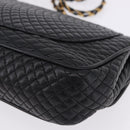 BALLY Chain Shoulder Bag Leather Black Gold Auth kk709A-17